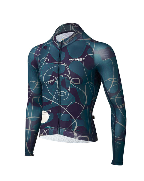 Men's Eclectic Long Sleeve Jersey in vibrant colors with abstract design, designed for cycling comfort and safety.