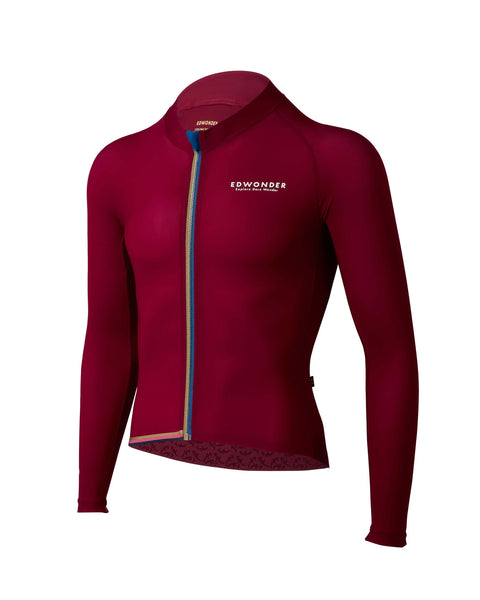 Men's EdW Edition Long Sleeve Jersey 3.0 in Sangria Red, featuring WONDER-GUARD technology for comfort and performance.