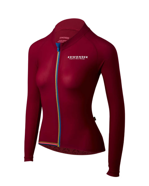Women's EdW Edition Long Sleeve Jersey 3.0 in Sangria Red, featuring WONDER-GUARD technology and race fit.