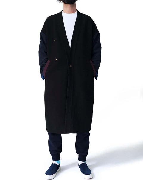 Geometry Wonder Robe Coat - Navy Black / 几何系列好奇长袍外套 - 黑蓝